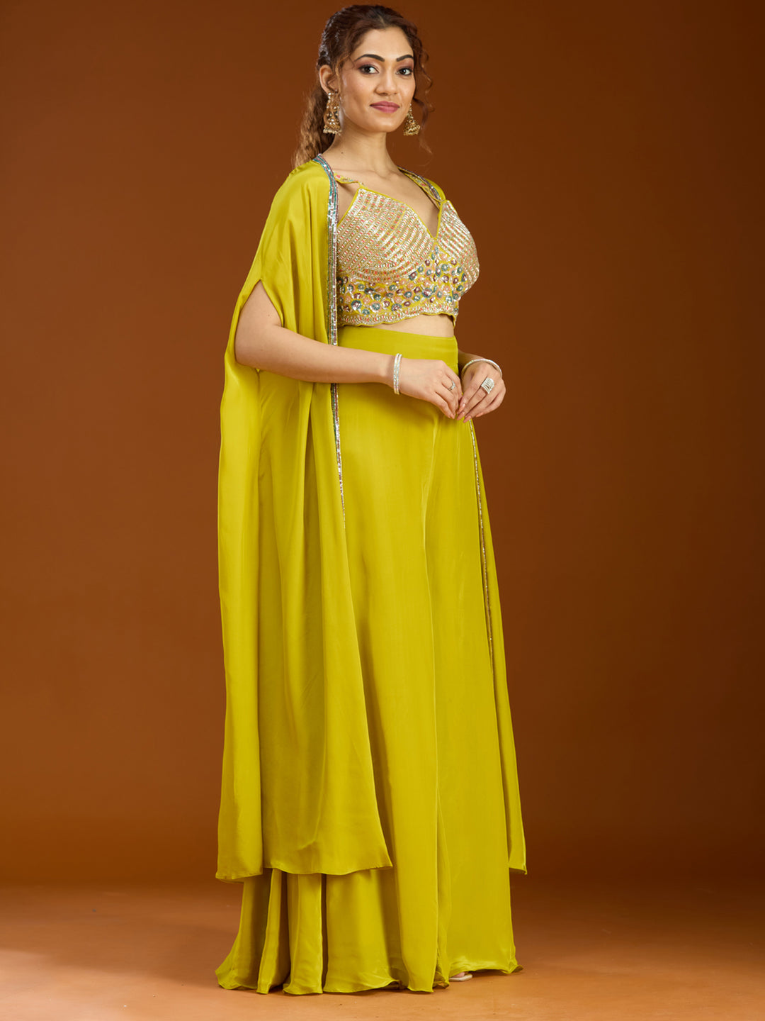 Lemon Yellow Cutdana Georgette Readymade Salwar Suit