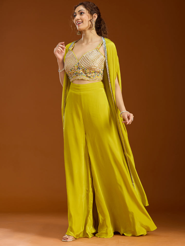 Lemon Yellow Cutdana Georgette Readymade Salwar Suit