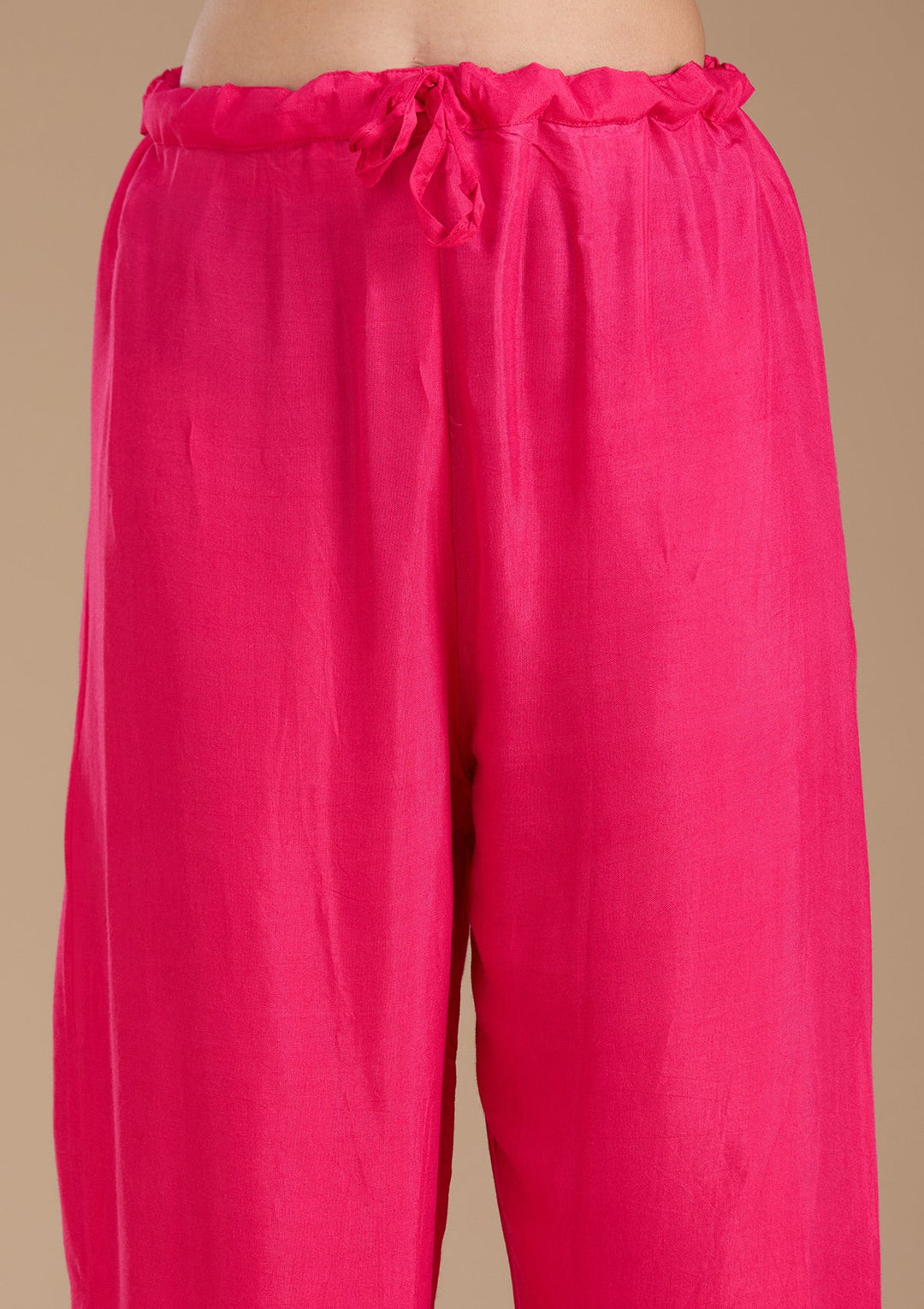 Rani Pink Threadwork Crepe Readymade Salwar Suit