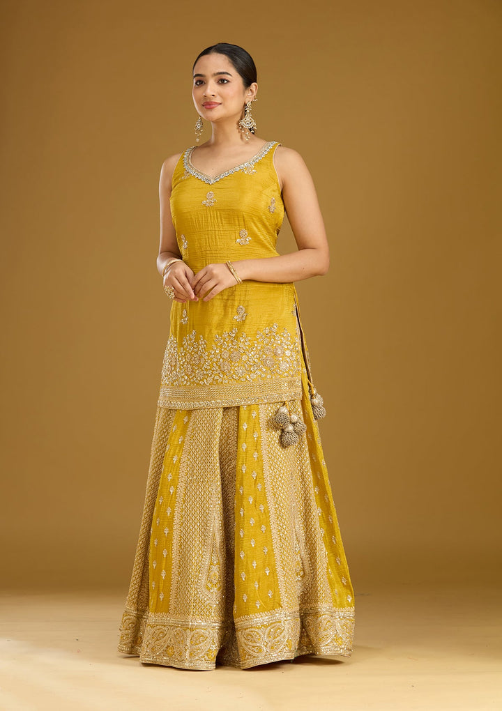 Mustard Cutdana Tissue Readymade Salwar Suit