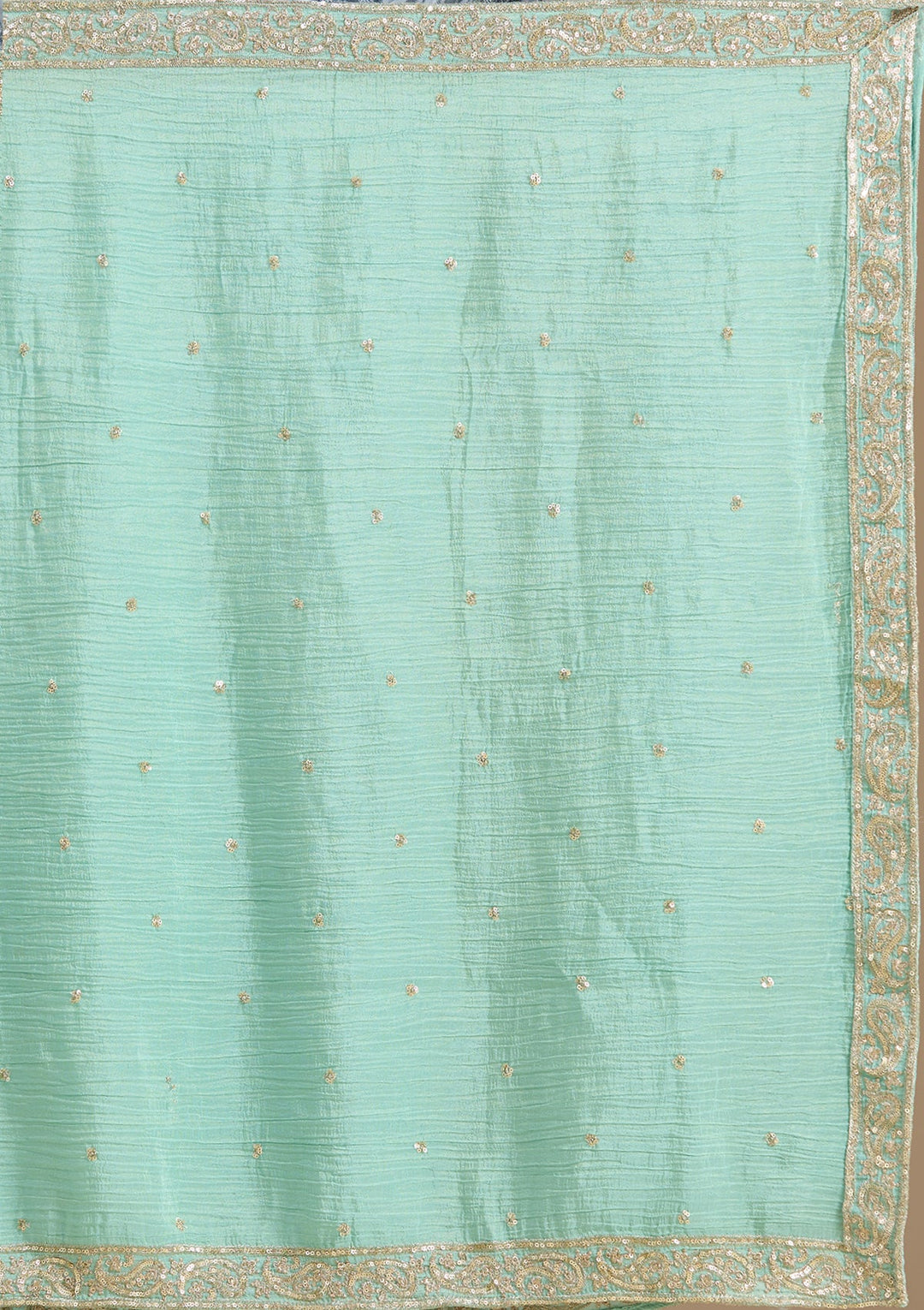 Sea Green Sequins Tissue Readymade Salwar Suit-koskii