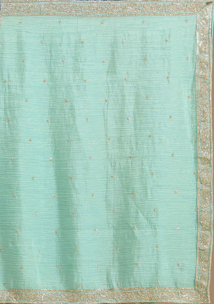Sea Green Sequins Tissue Readymade Salwar Suit-koskii
