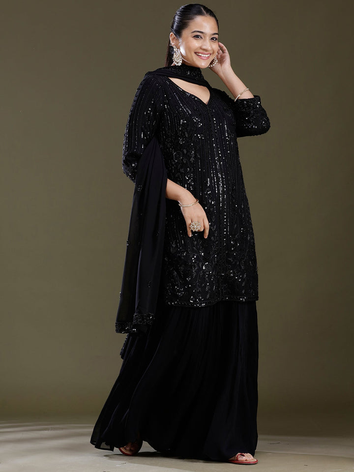 Black Zariwork Georgette Readymade Salwar Suit