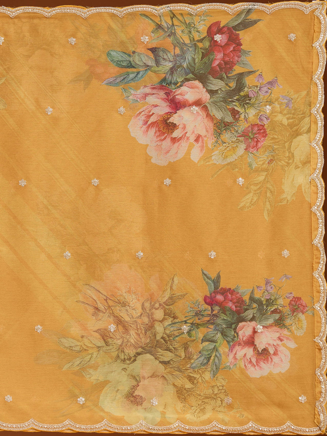 Mustard Yellow Zariwork (Gold) Soft Raw Silk Readymade Salwar Suit