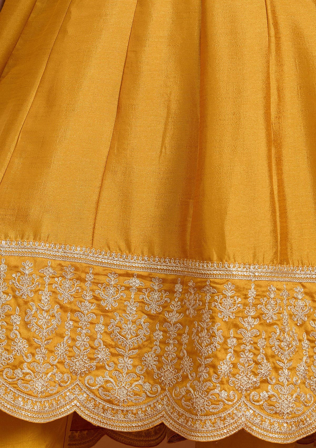 Mustard Zariwork (Gold) Soft Raw Silk Readymade Salwar Suit_koskii
