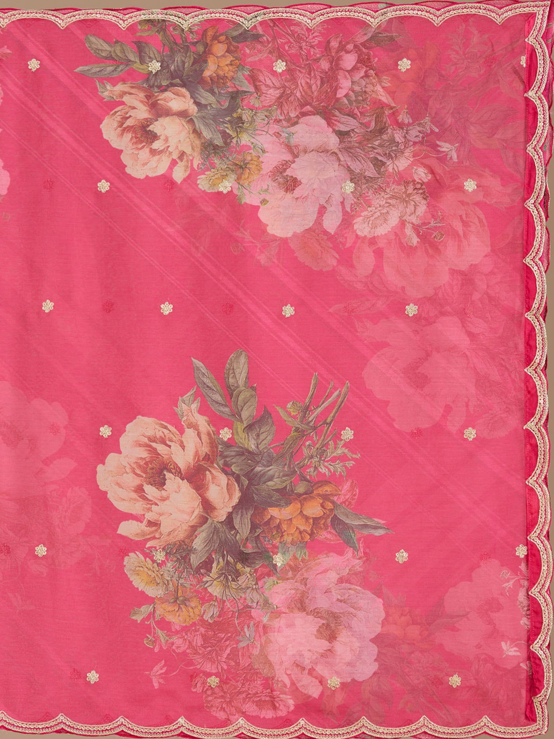 Rani Pink Threadwork Soft Raw Silk Readymade Salwar Suit