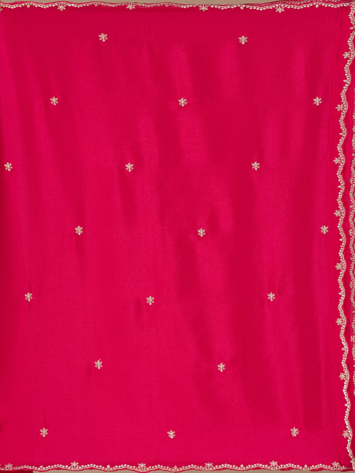 Rani Pink Threadwork Soft Raw Silk Readymade Salwar Suit