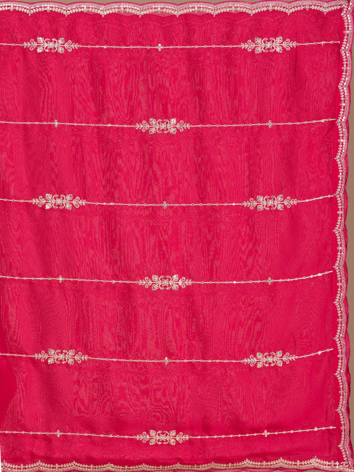 Rani Pink Sequins Soft Raw Silk Readymade Salwar Suit