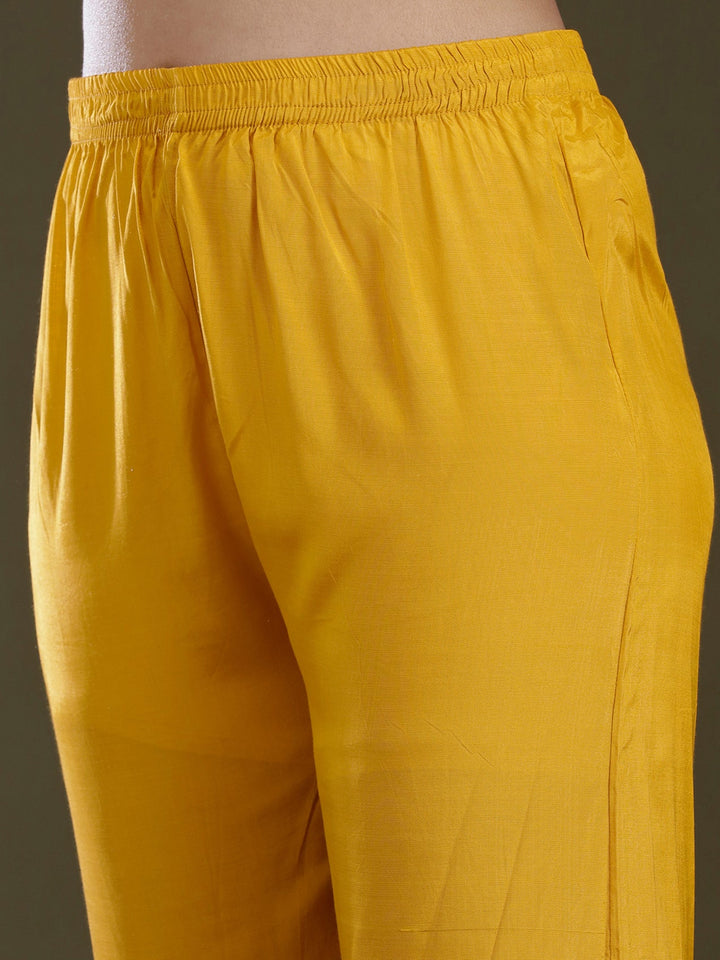 Yellow Zariwork (Gold) Chinon Readymade Salwar Suit