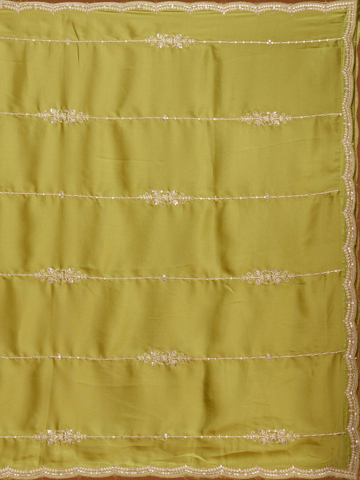 Leaf Green Zariwork (Gold) Brocade Readymade Salwar Suit