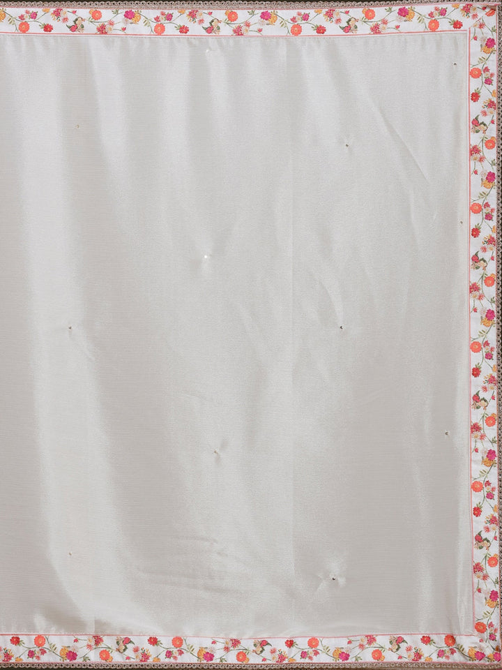 Cream Printed Chinon Readymade Salwar Suit