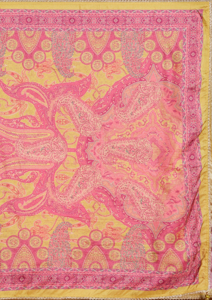 Mehendi Cording Soft Raw Silk Readymade Salwar Suit_koskii
