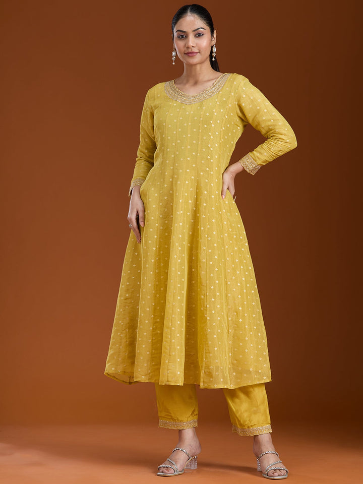 Mehandi Green Zariwork (Gold) Brocade Readymade Salwar Suit