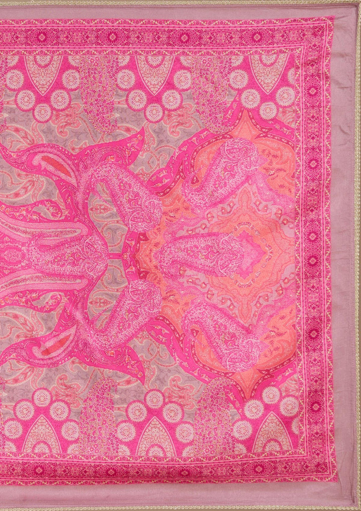 Mauve Zariwork (Gold) Tissue Readymade Salwar Suit_koskii