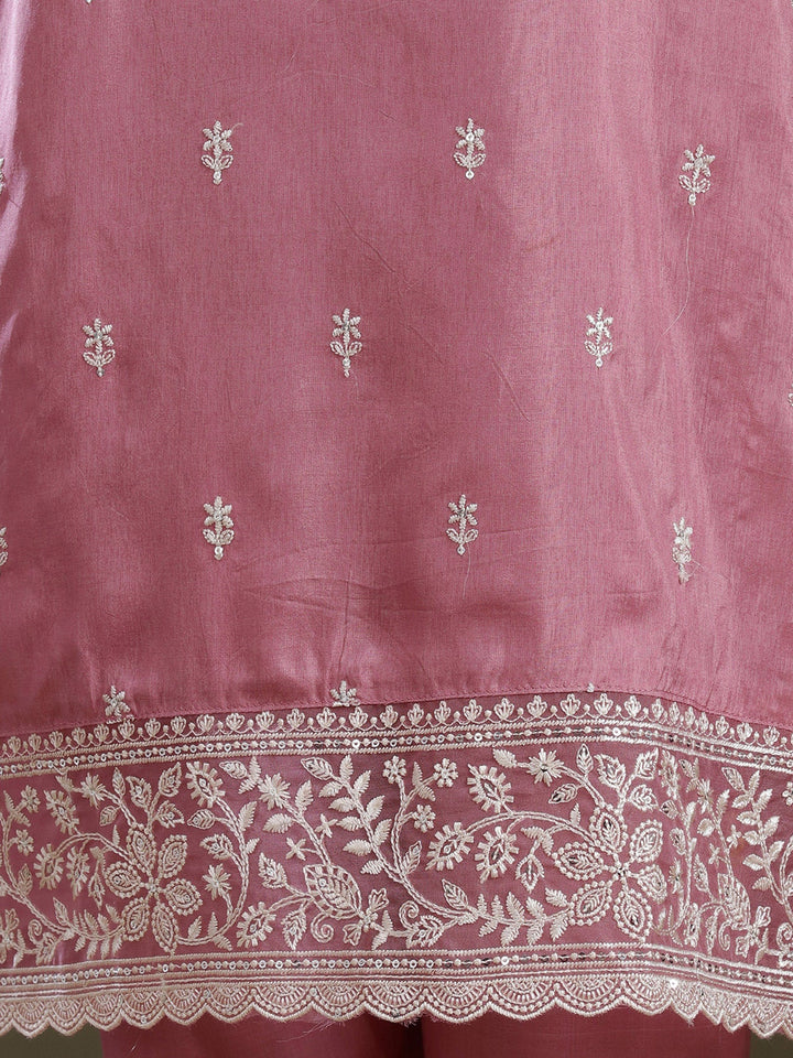 Lavender Threadwork Dola Silk Readymade Salwar Suit
