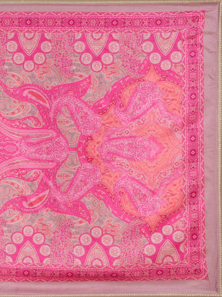 Mauve Threadwork Soft Raw Silk Readymade Salwar Suit