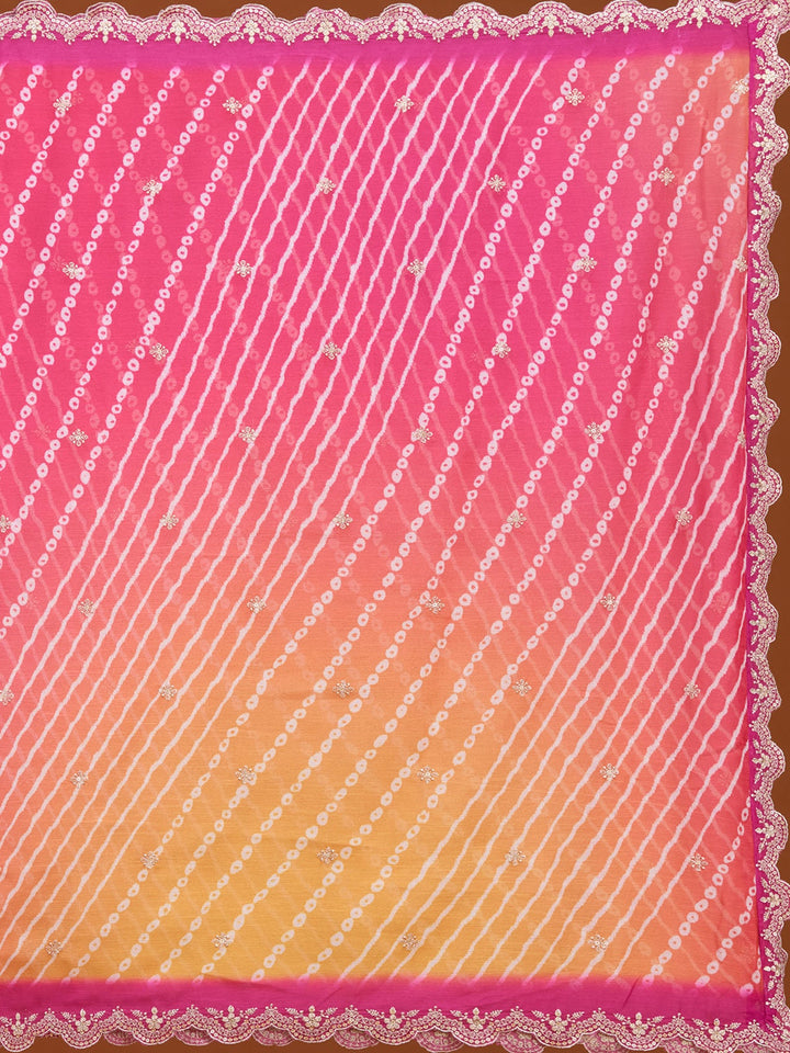 Rani Pink Threadwork Dola Silk Readymade Salwar Suit