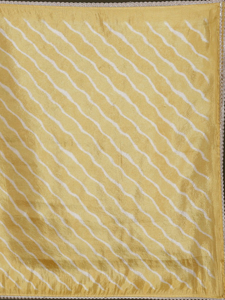 Cream Zariwork (Gold) Tissue Readymade Salwar Suit