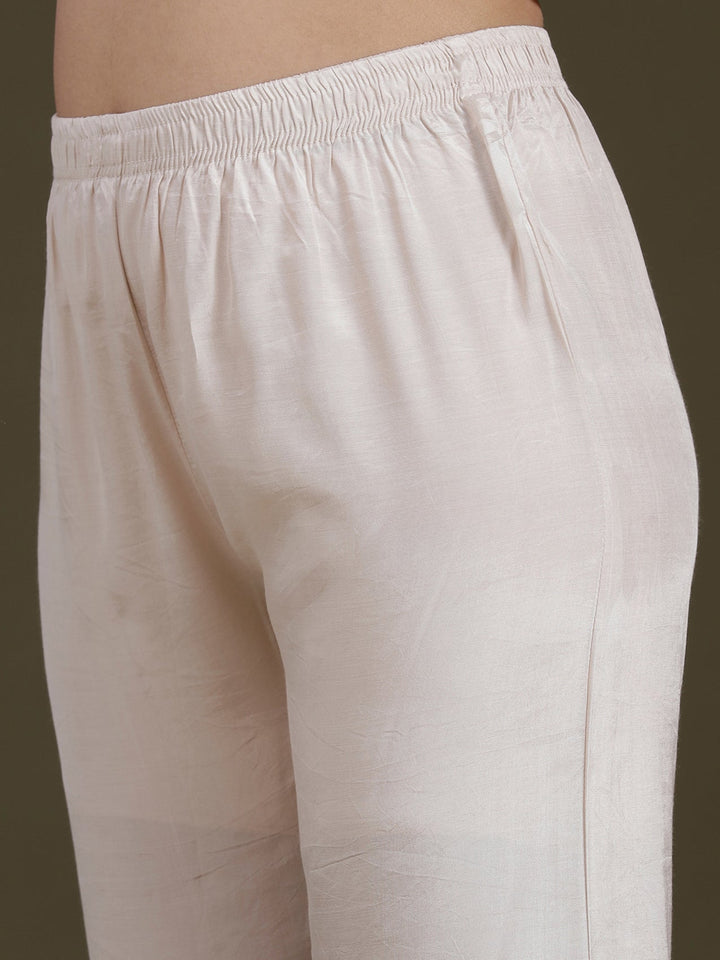 Cream Zariwork (Gold) Tissue Readymade Salwar Suit