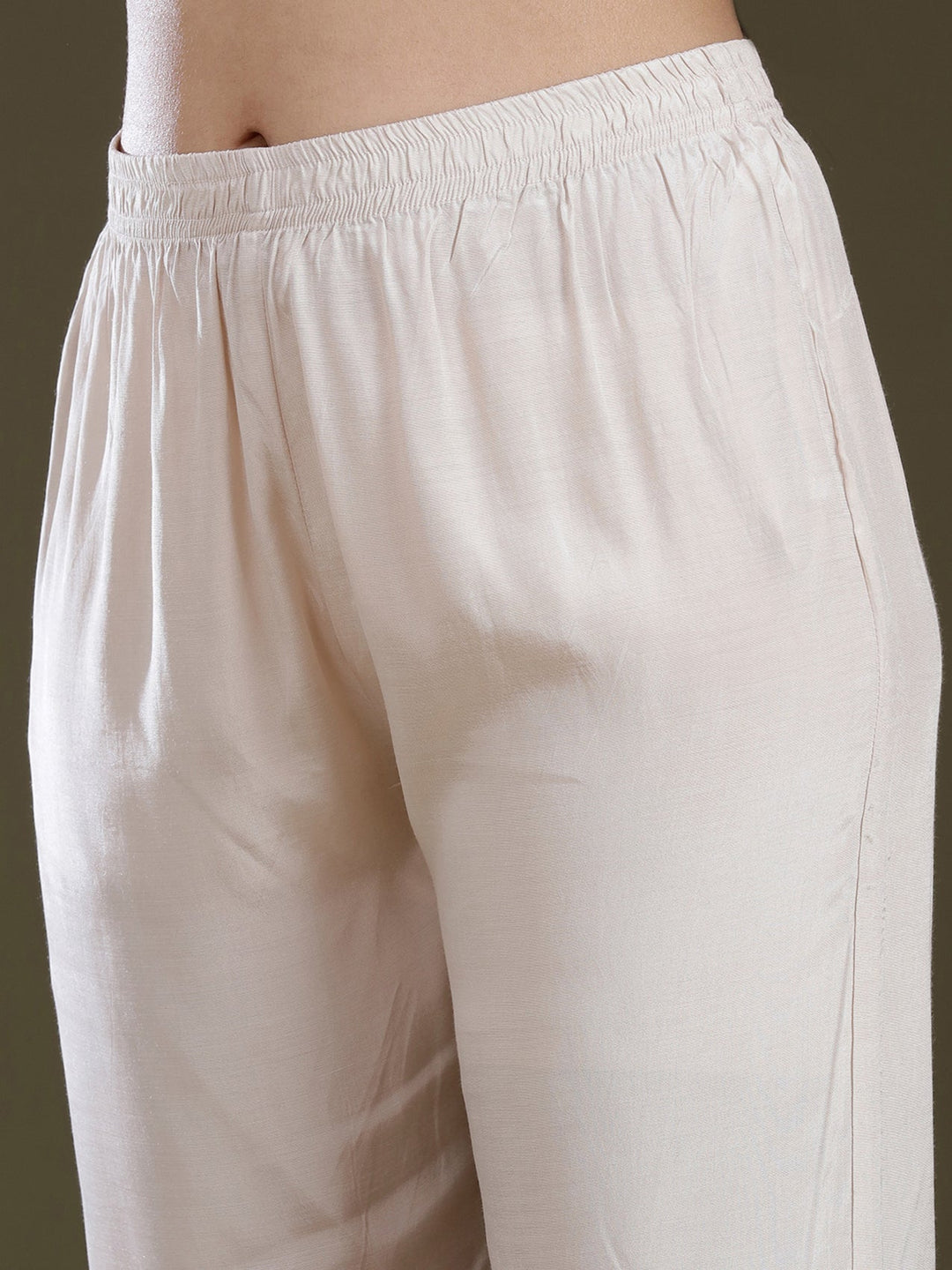 Cream Zariwork (Gold) Brocade Readymade Salwar Suit