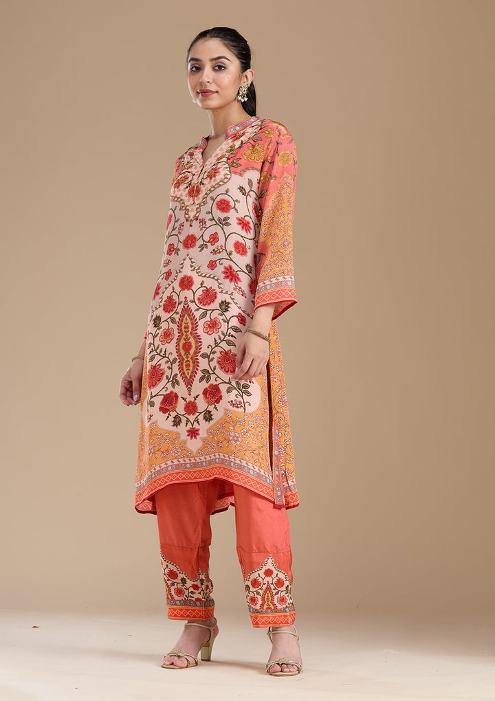 Peach  Crepe Readymade Salwar Suit-koskii