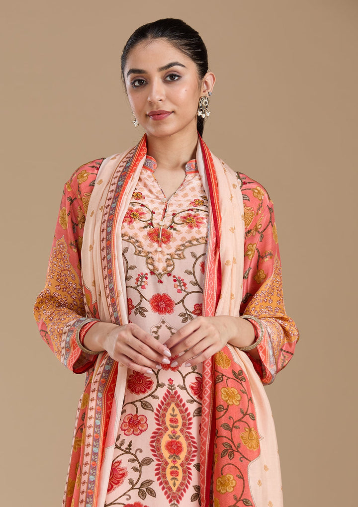 Peach  Crepe Readymade Salwar Suit-koskii