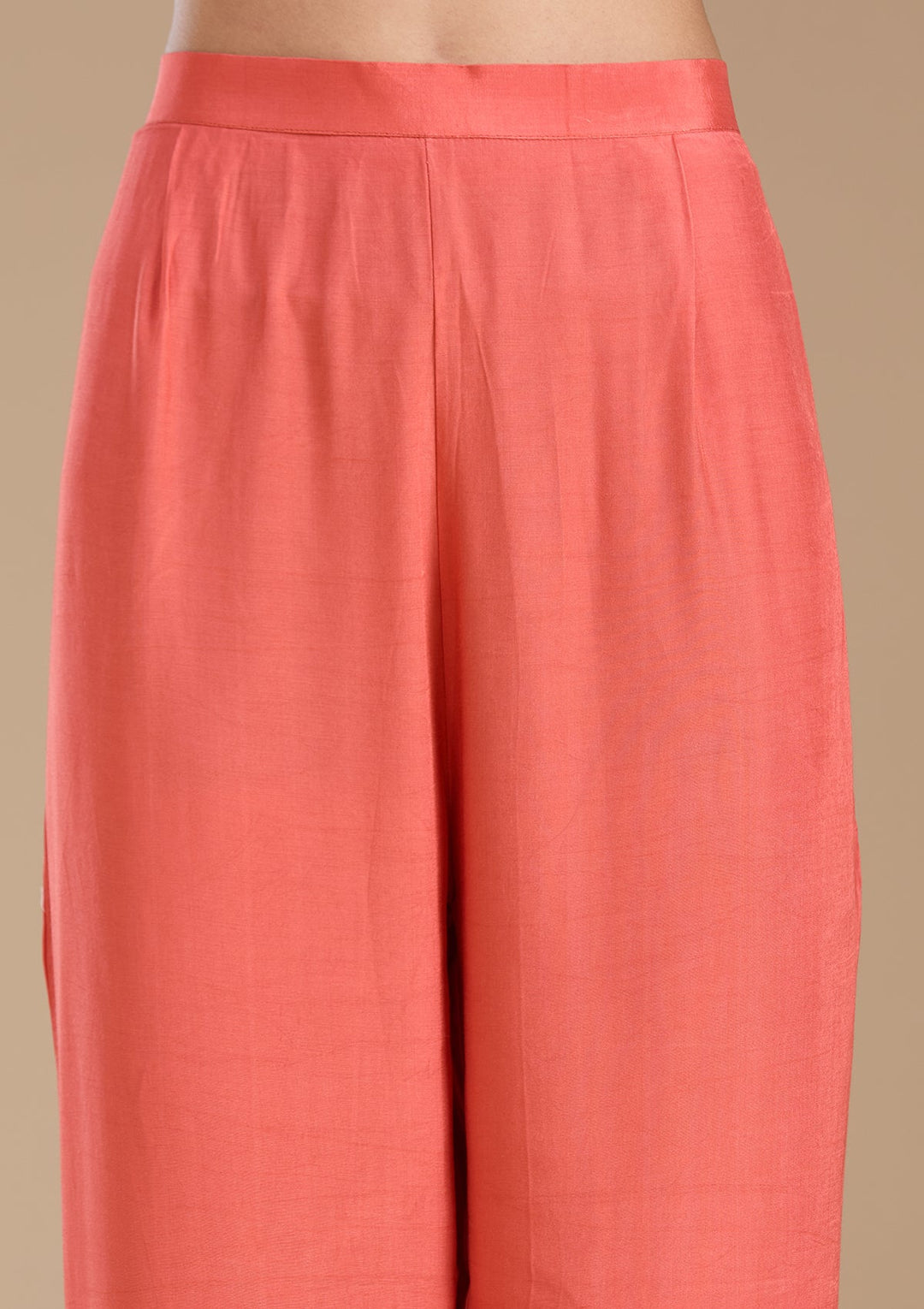 Peach  Crepe Readymade Salwar Suit-koskii