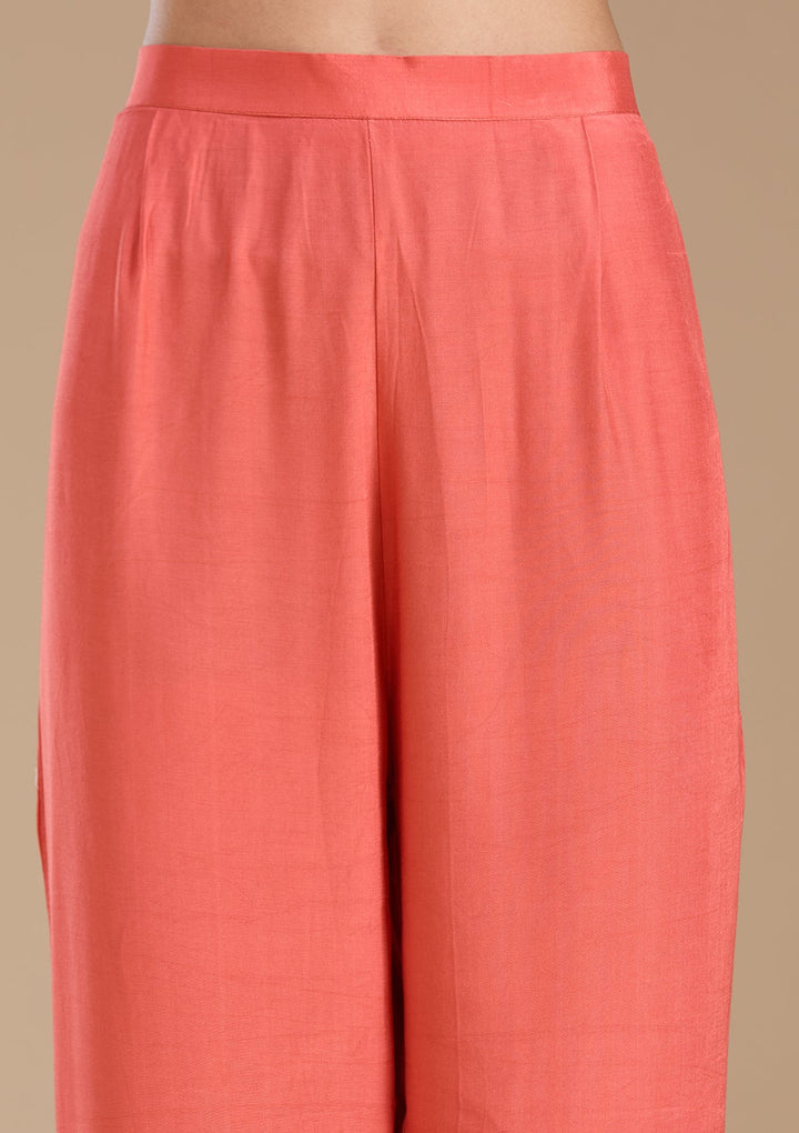 Peach  Crepe Readymade Salwar Suit-koskii