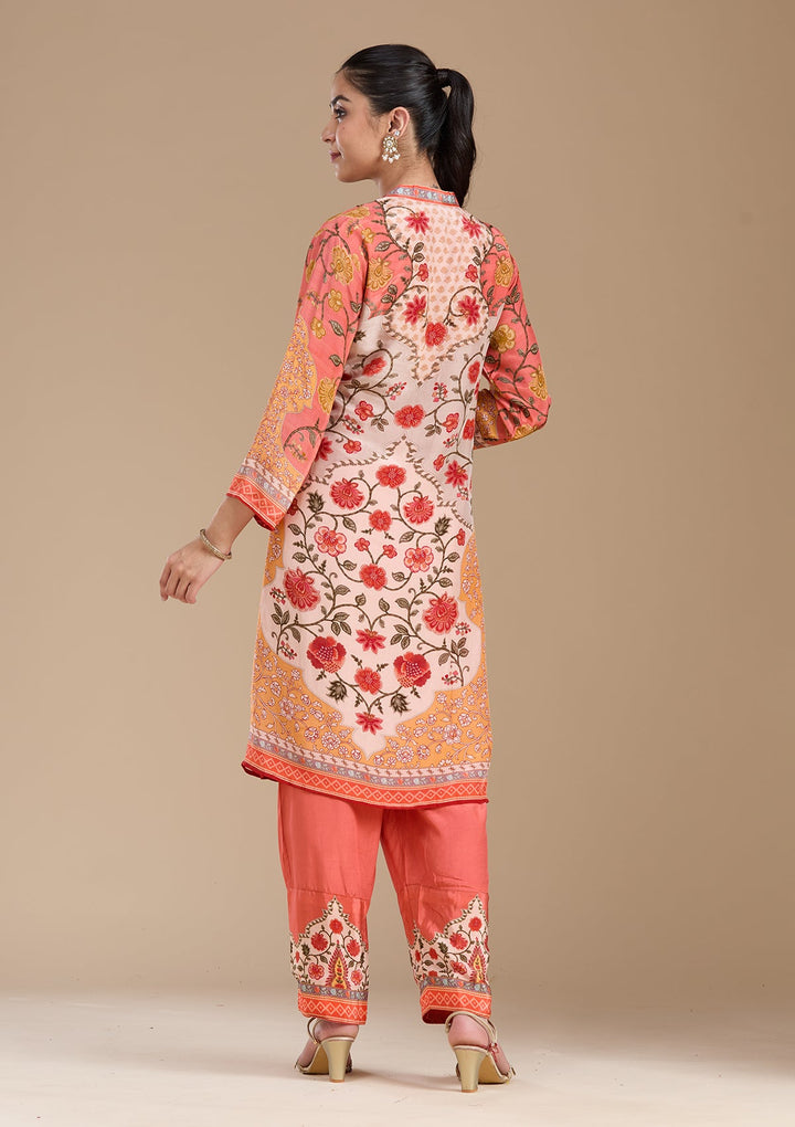 Peach  Crepe Readymade Salwar Suit-koskii