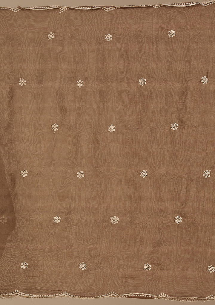Beige Threadwork Chanderi Readymade Salwar Suit_koskii