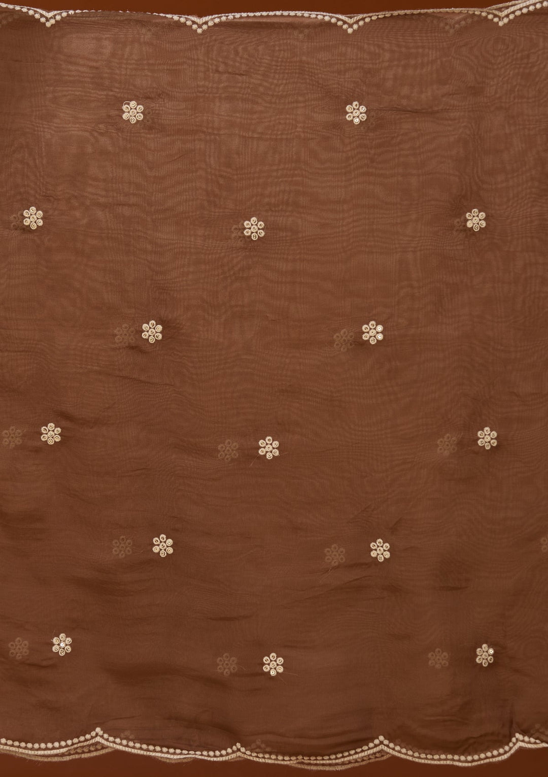 Beige Threadwork Chanderi Readymade Salwar Suit