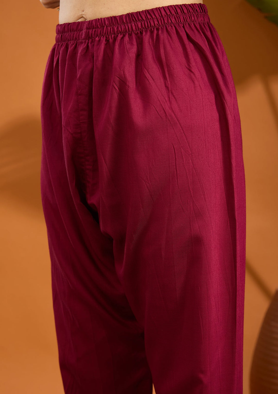 Wine Mirrorwork Tissue Readymade Salwar Suit