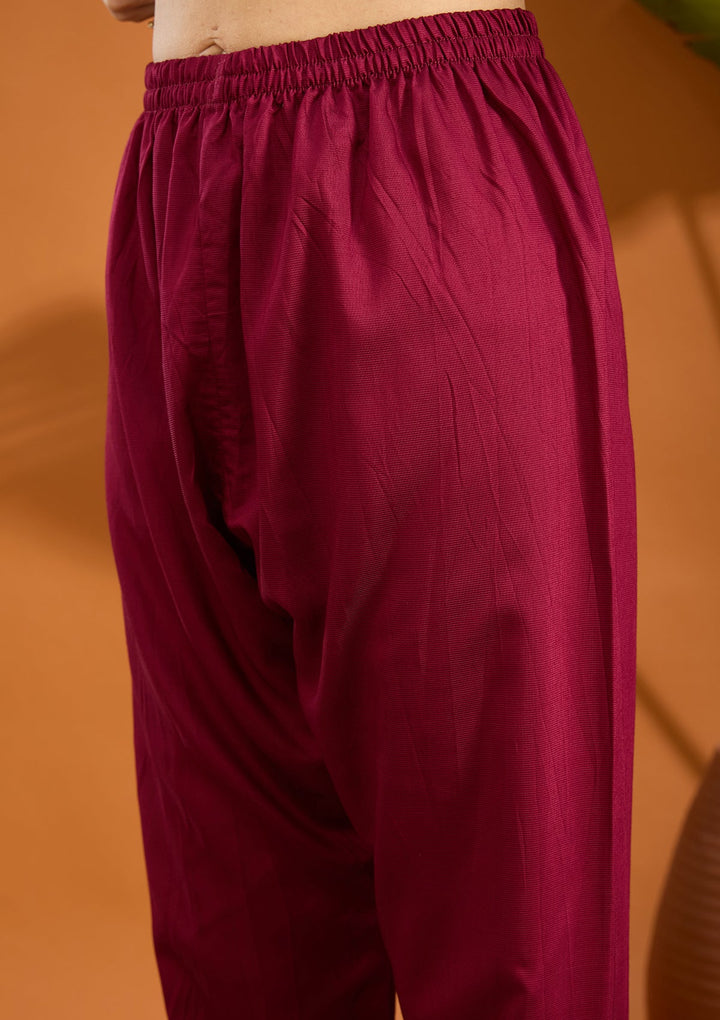 Wine Mirrorwork Tissue Readymade Salwar Suit