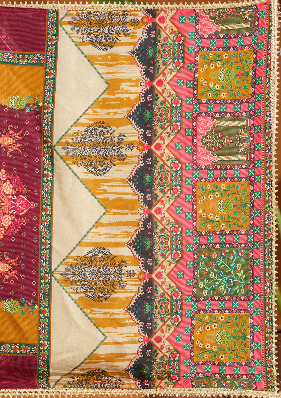 Wine Mirrorwork Tissue Readymade Salwar Suit