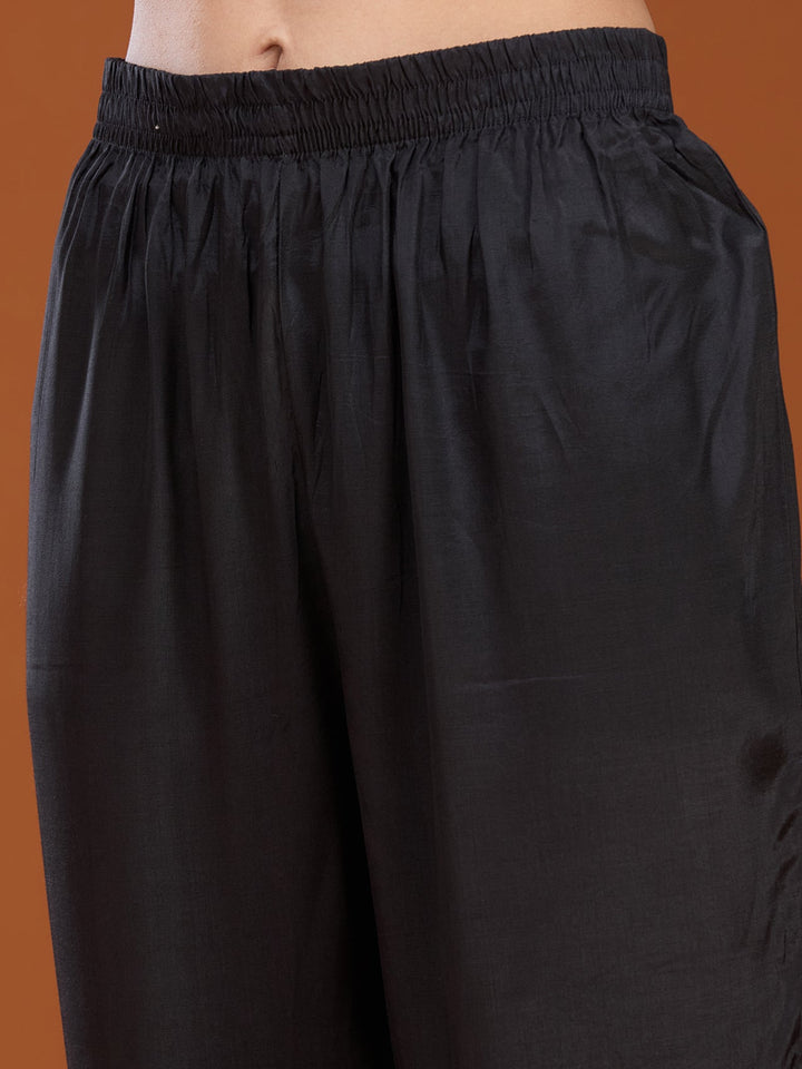 Black Sequins Dola Silk Readymade Salwar Suit