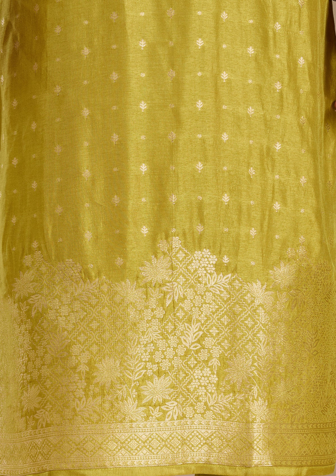 Mehandi Green Cording Banarasi Readymade Salwar Suit-koskii