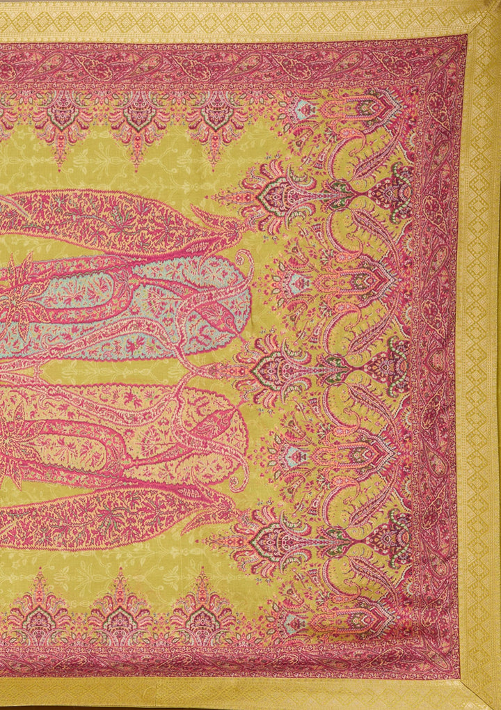 Mehandi Green Cording Banarasi Readymade Salwar Suit-koskii