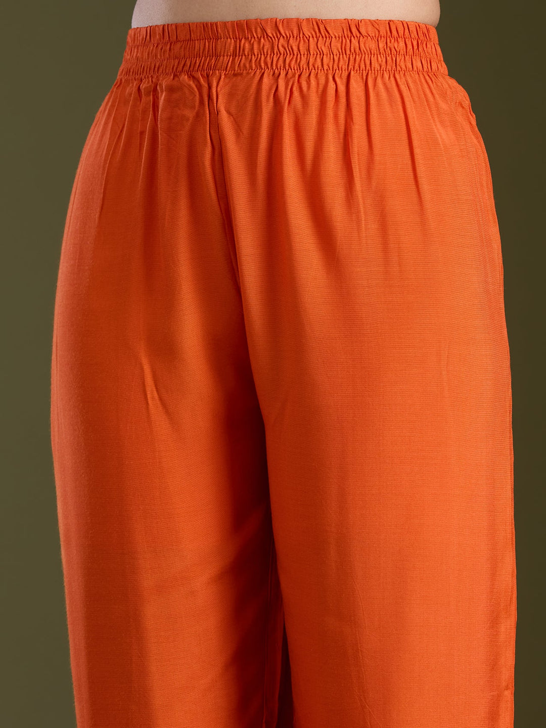 Orange Sequins Dola Silk Readymade Salwar Suit