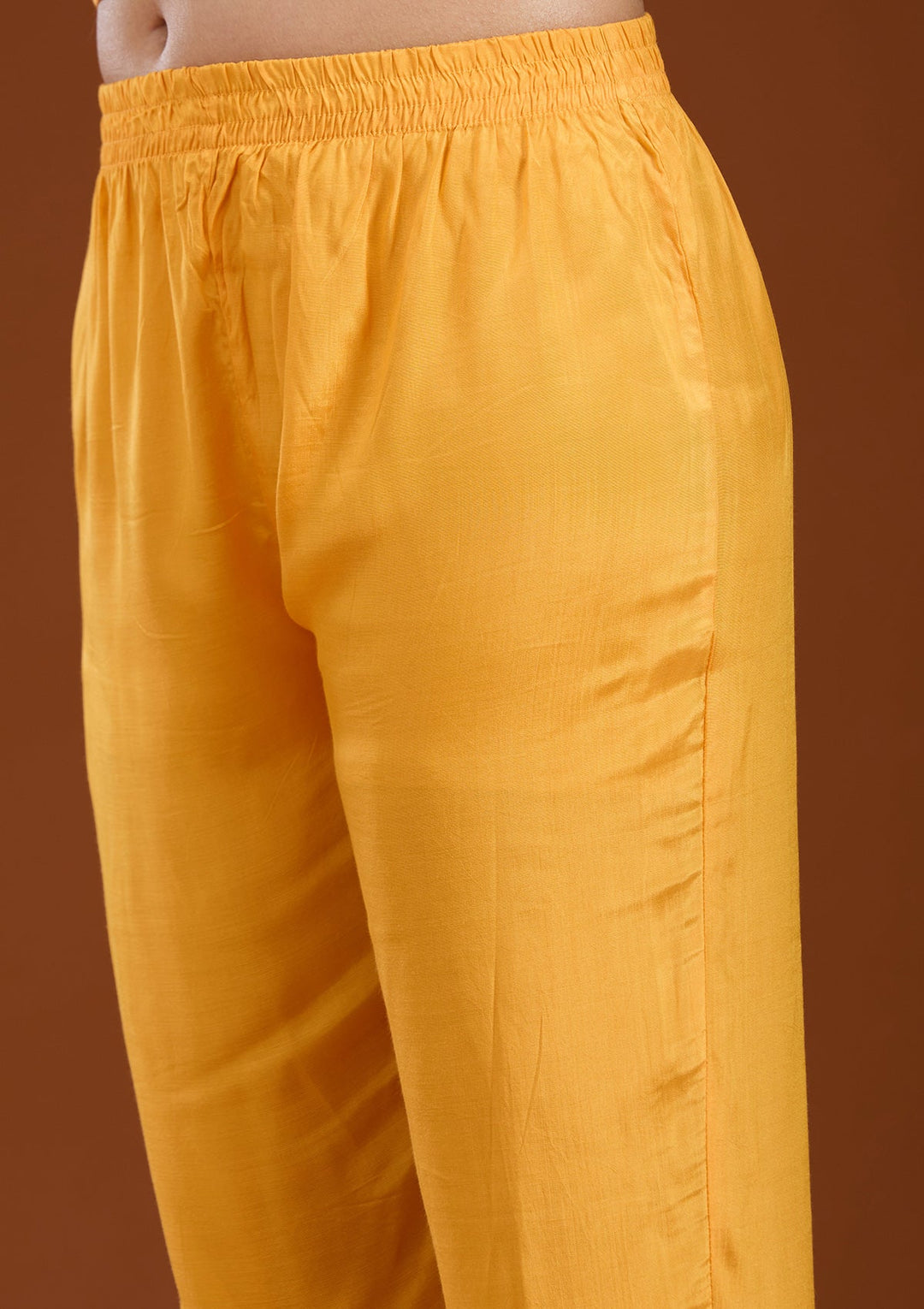 Mustard Sequins Soft Raw Silk Readymade Salwar Suit