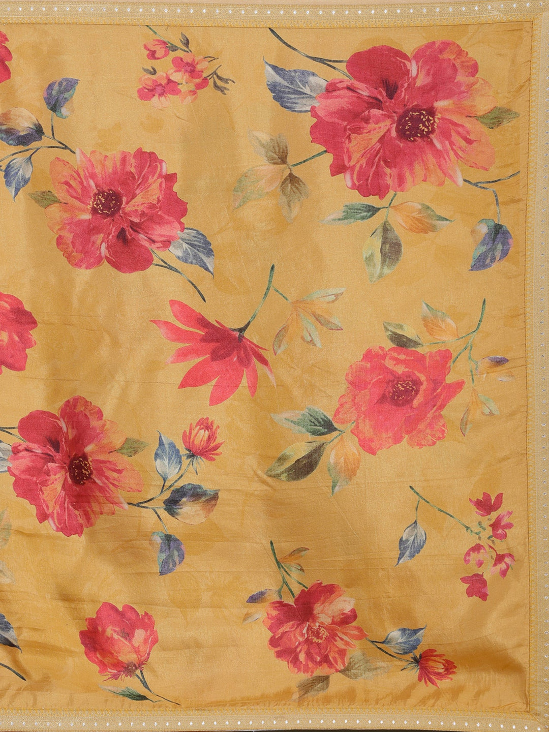 Yellow Threadwork Soft Raw Silk Readymade Salwar Suit