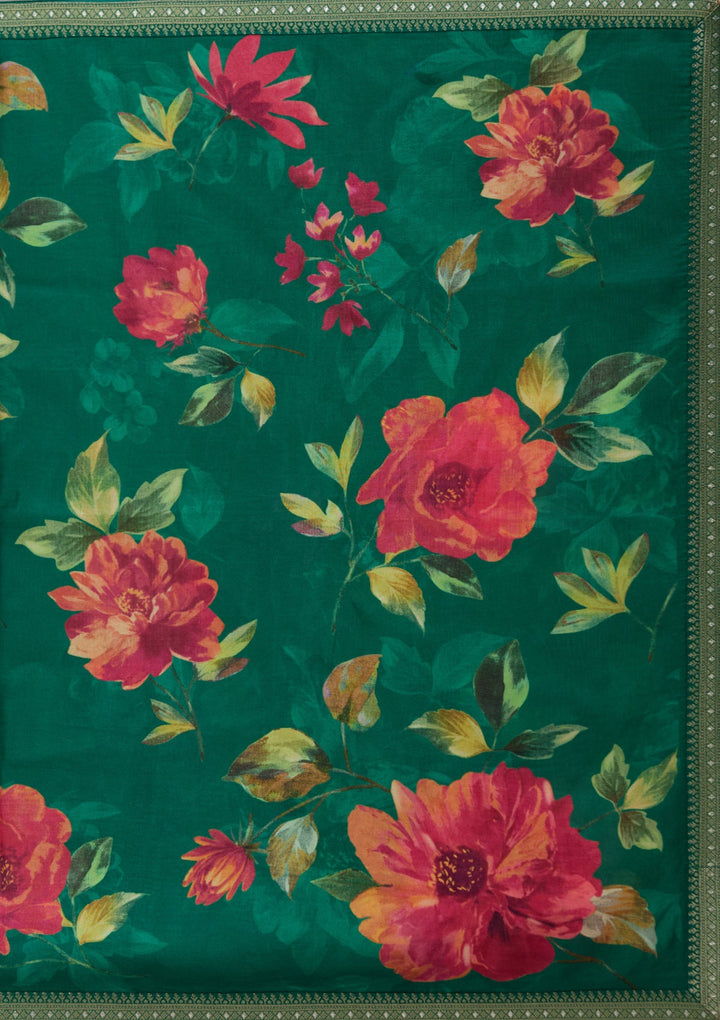 Bottle Green Sequins Soft Raw Silk Readymade Salwar Suit