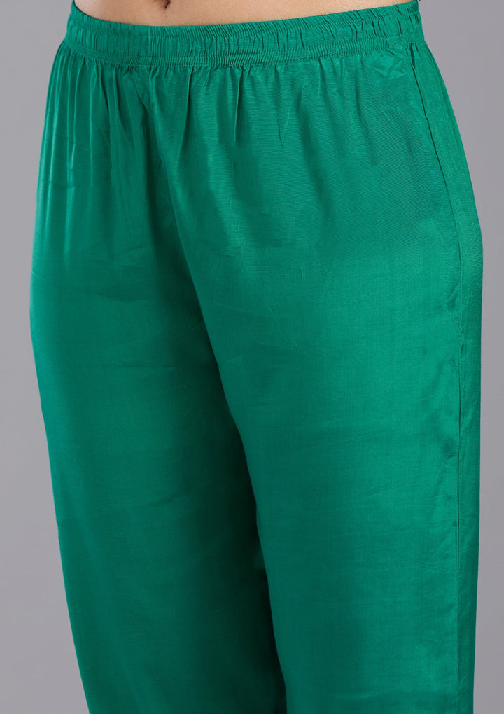 Rama Green Sequins Soft Raw Silk Readymade Salwar Suit