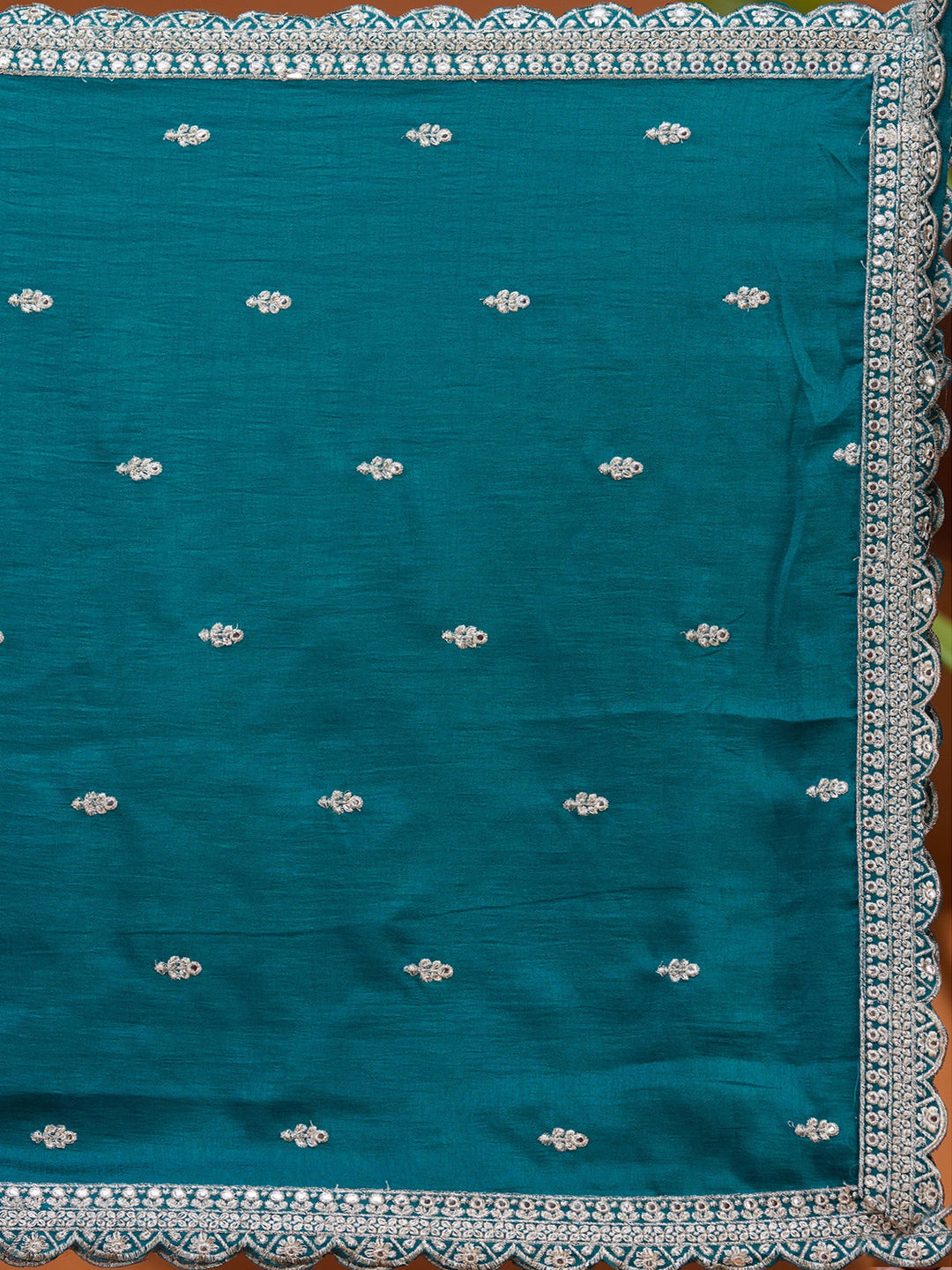 Blue Zariwork (Gold) Soft Raw Silk Readymade Salwar Suit