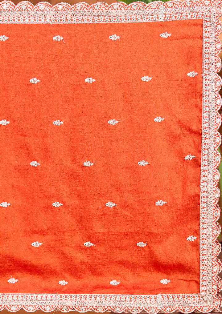 Rust Zariwork (Gold) Soft Raw Silk Readymade Salwar Suit