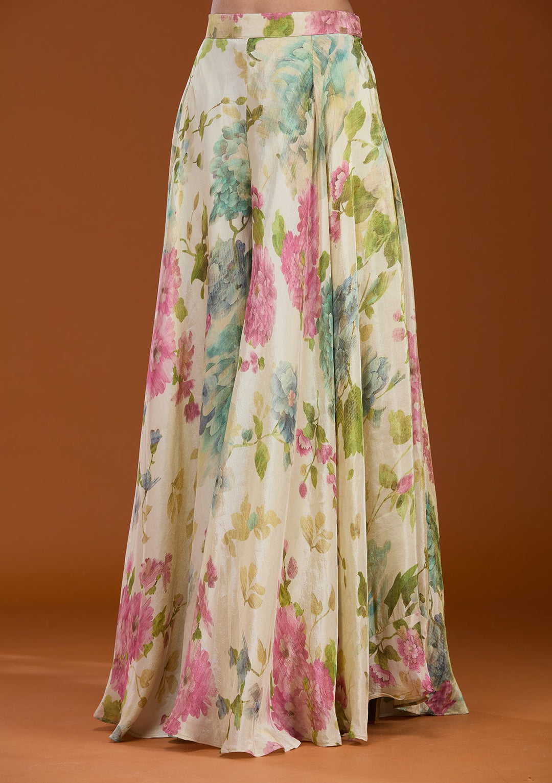 Off White Printed Crepe Readymade Salwar Suit