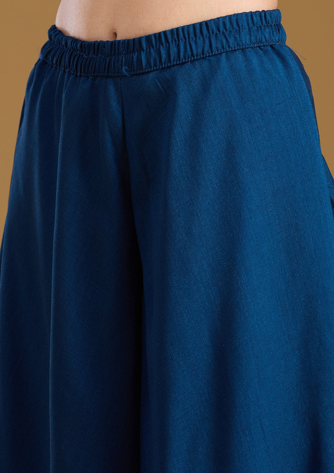 Navy Blue Stonework (Silver) Soft Raw Silk Readymade Salwar Suit