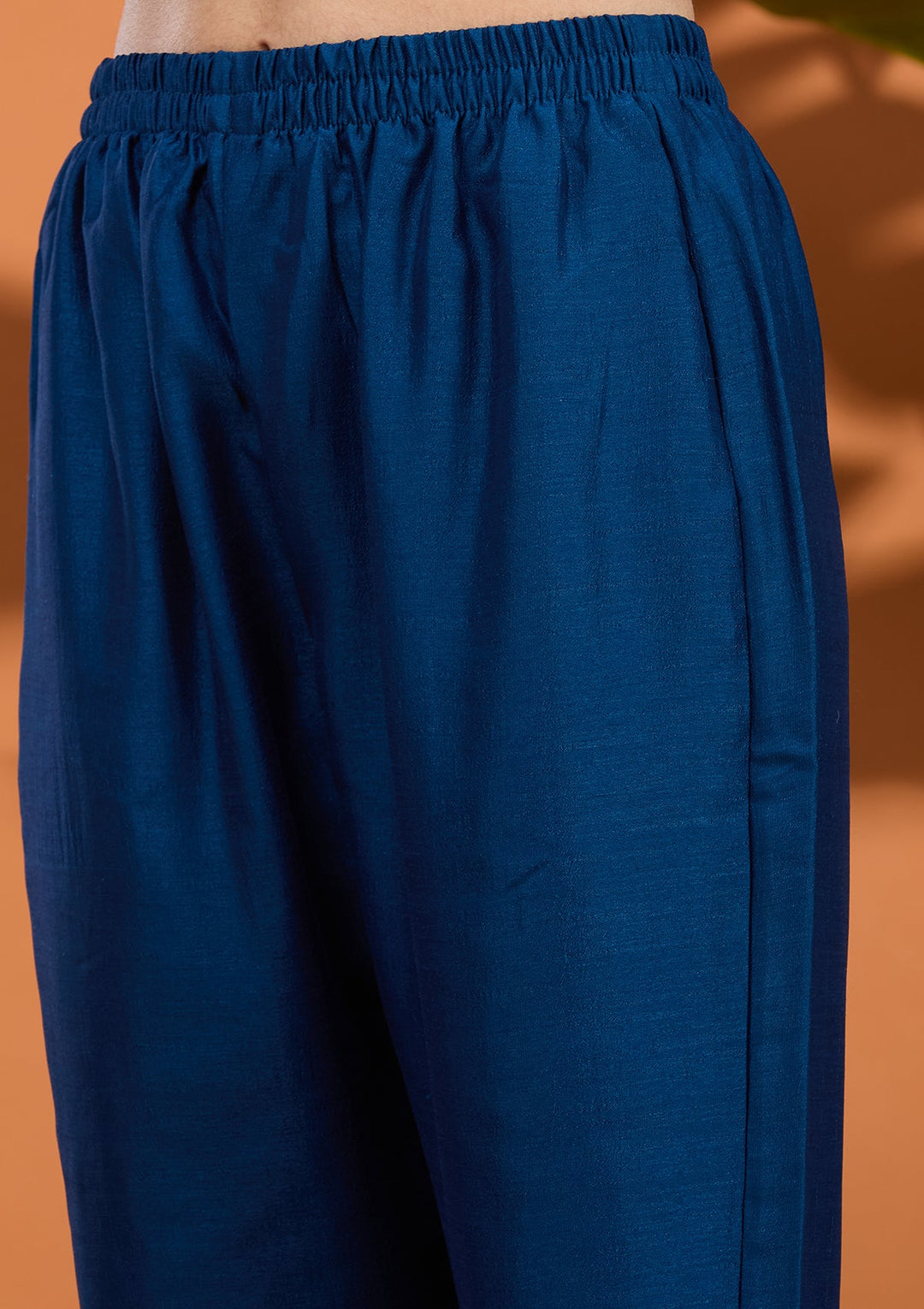 Peacock Blue Pearlwork Georgette Readymade Salwar Suit