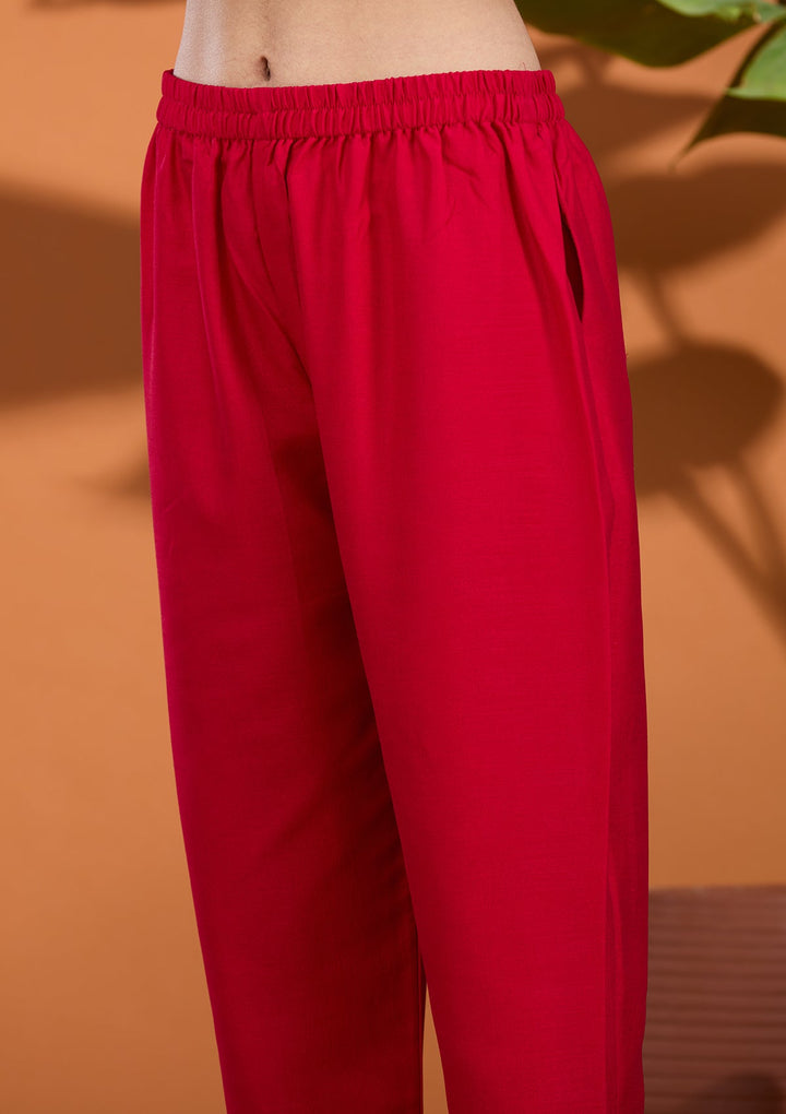 Rani Pink Zariwork (Gold) Soft Raw Silk Readymade Salwar Suit