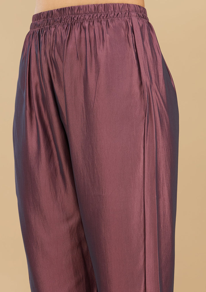 Purple Zariwork (Gold) Soft Raw Silk Readymade Salwar Suit