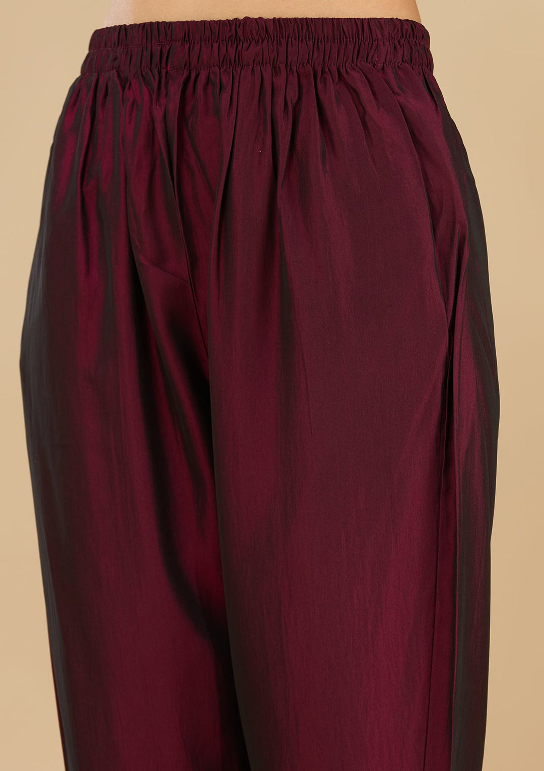 Wine Threadwork Soft Raw Silk Readymade Salwar Suit